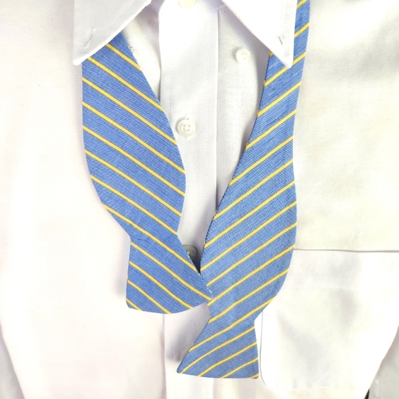 Blue and Yellow Striped Cotton Bow tie - Picture 1 of 2